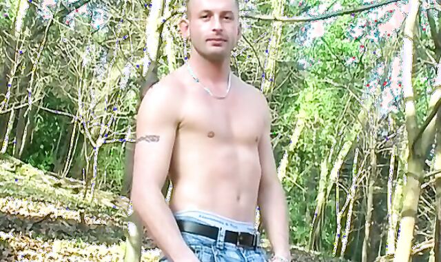 Bald British unexperienced milks in the woods and shoots a load