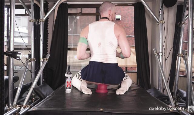 Sissy Axel demolishes his cunt with yam-sized fellow man sausage