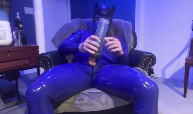 Blue Enjoy Mitten Pup Frolicking