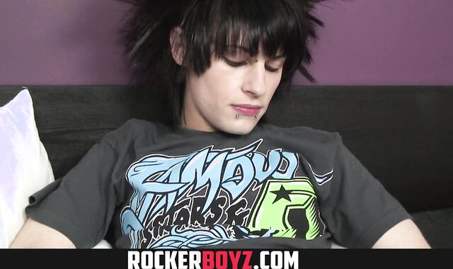 Rocker Boyz - Super-Naughty Hair Goth Twunk Faps His Pulverize-Stick