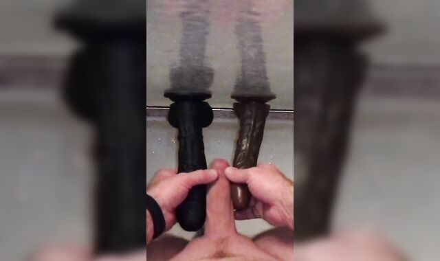 Making the most out of my ensuite Neo-Angle Douche, new shower tabouret, & a couple of MEATY DARK-HUED FUCK-STICK Bang Stuffs.