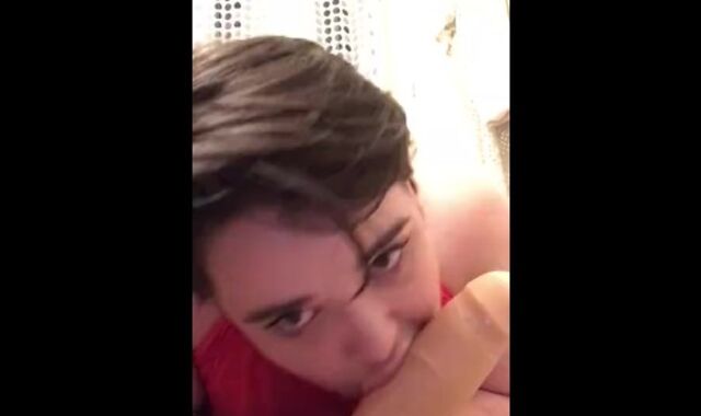 nice young femboy throats his fake-man rod