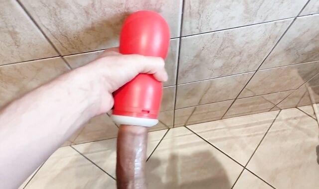 dude plumbs his fucktoy and blows a geyser hard (and loud)