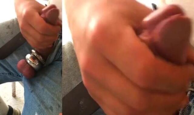 on construction site watching 2 studs masterbate & goon together