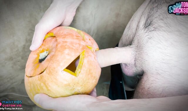Stud pounds pumpkin on Halloween