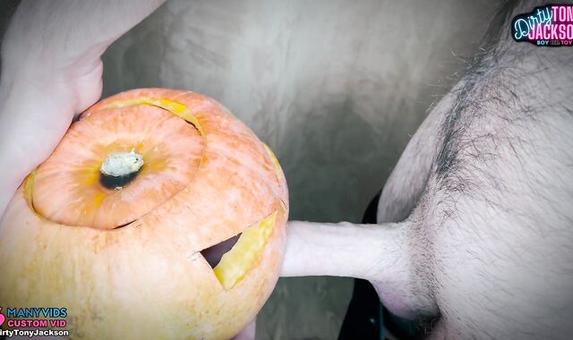 Stud pounds pumpkin on Halloween