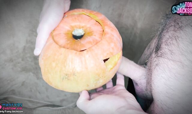 Stud pounds pumpkin on Halloween