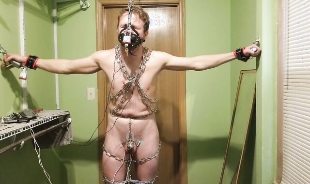 A masochist enjoys some self restrict restrain bondage