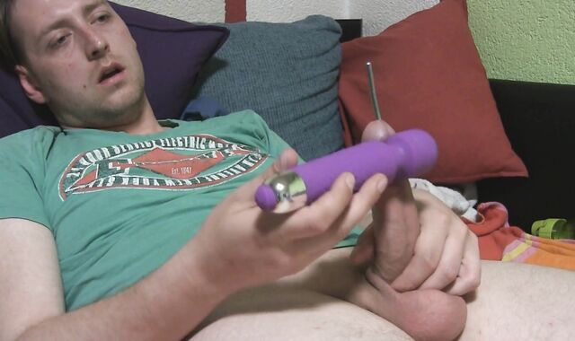 Masturbating Sounding and Vibrating it out (spunk in face)