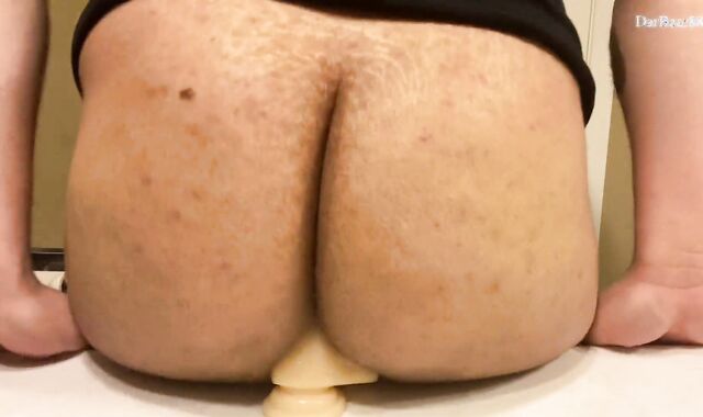 Humungous college student rides his fake-dick