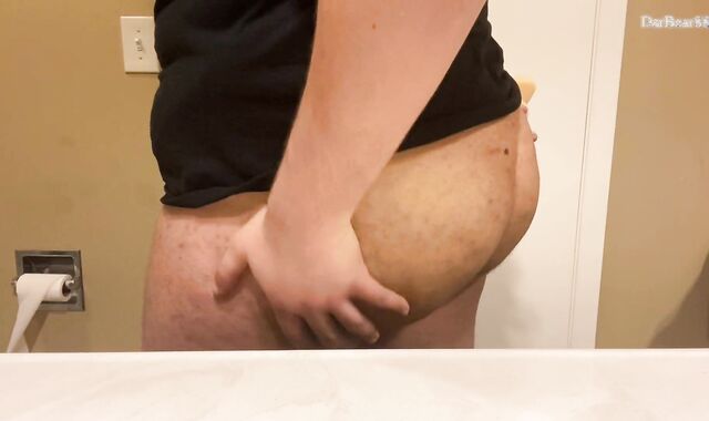 Humungous college student rides his fake-dick