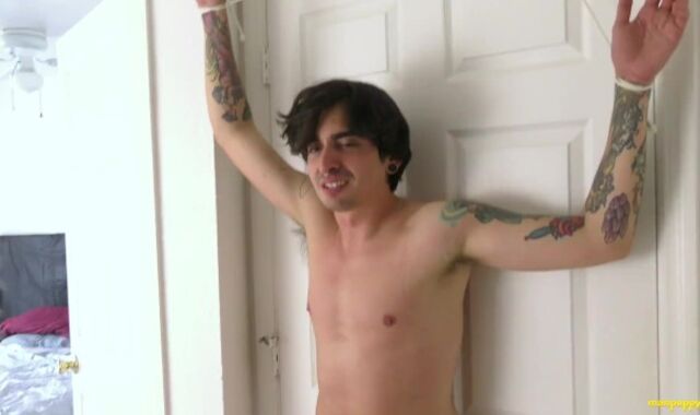 Youthfull twink Johnny Mercy gets tickled with a feather