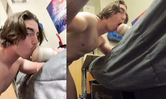 Muscular School Woman Uses Ass-Fuck Fleshlight in Dorm