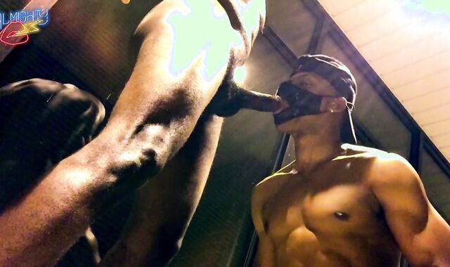 Taking fuckpole in front of an open business