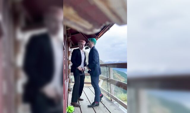 Buddy’s wife went to sofa early at wedding, so he smashed me instead.