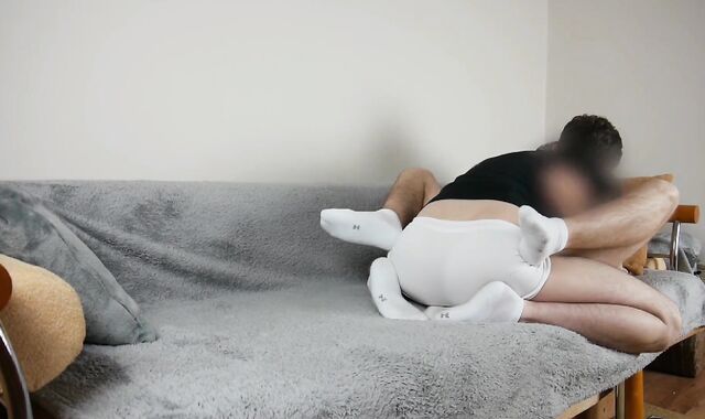 Plowing my beau in white socks and undies