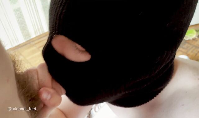 The gimp gets high from eating feet and rock hard-on