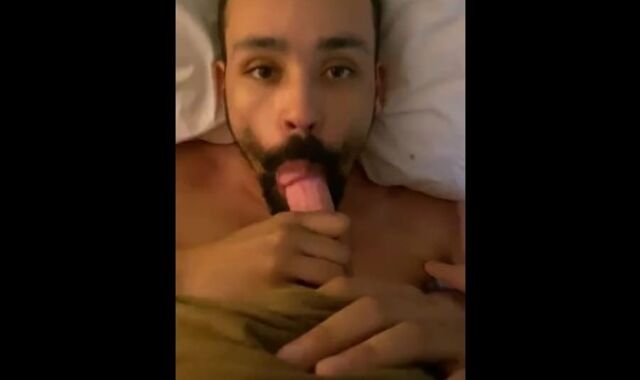 Me gargling my beau yam-sized curved white pecker