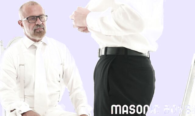 MasonicBoys - uber-uber-lovely virginal man is pawed by suited DILF
