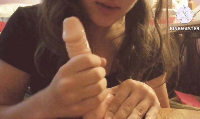 Short femboy peels off and rides faux man-meat