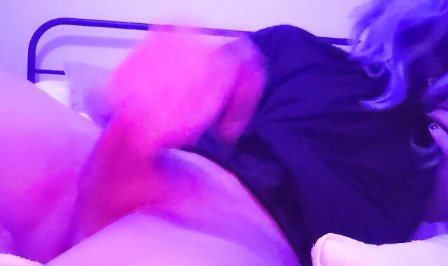 Femboy shows off her newest surprise and cums all over herself