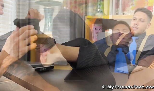 Young businessman Dan foot licked and worshipped by fag boss