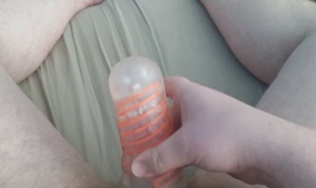 Ample stud using his tenga spinner for delight