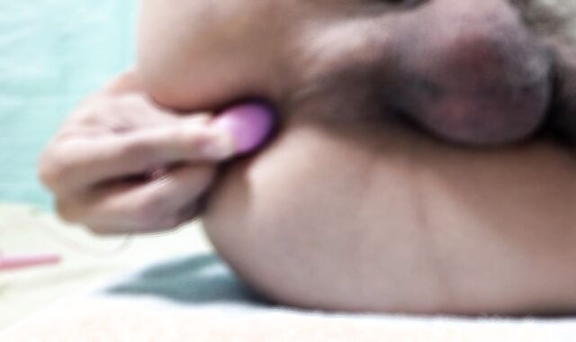 M man who is nasty about rectal development thrusts the rotor into the a-crevice and breathless