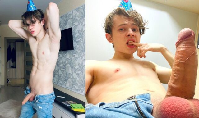 My Highly Very First Cum in 24 y.o / Red-Hot Guy with Huge Cock Celebraite his B-Day / Teenager / College / Father