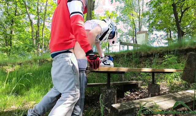 Me Bf humps me rigid and jism in me caboose Outdoor