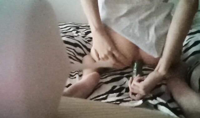 I put on a boulder-possessor and femmes's undies, wanking with a cucumber on the couch