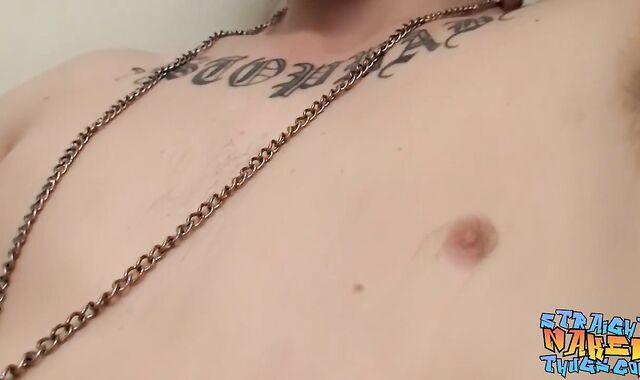 Tattooed straight thug Kenneth Slayer jerks and ejaculates