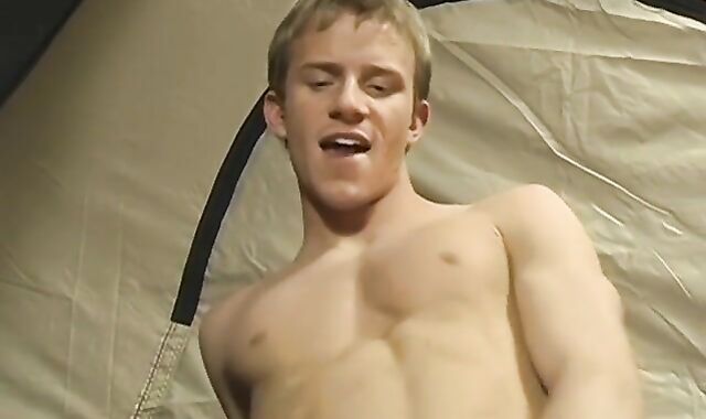 Light-Haired beauty bouncing on raw stud salami at camping trip