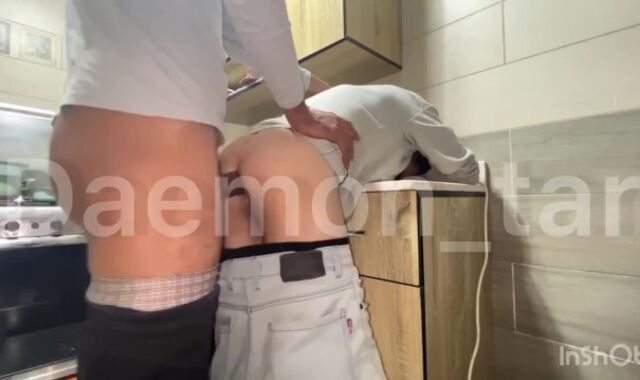 Young Cook Gets His Cock-Squeezing Ass Nailed On The Kitchen Counter