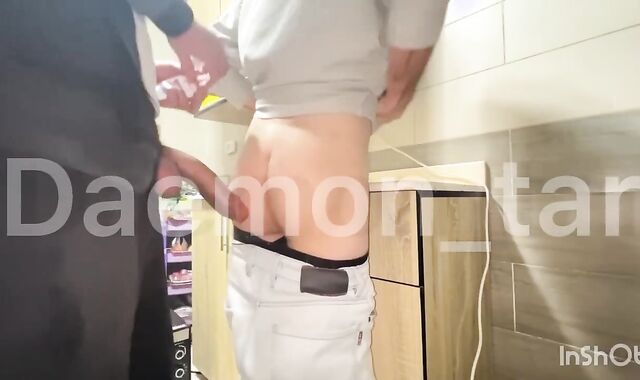 Young Cook Gets His Cock-Squeezing Ass Nailed On The Kitchen Counter