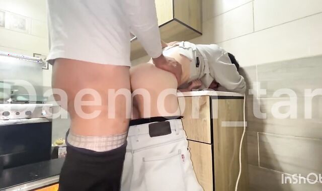 Young Cook Gets His Cock-Squeezing Ass Nailed On The Kitchen Counter