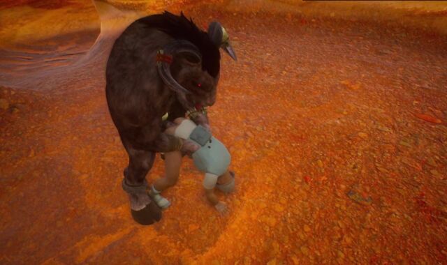 Minotaur tears up archaeologist's arse rock-firm three DIMENSIONAL