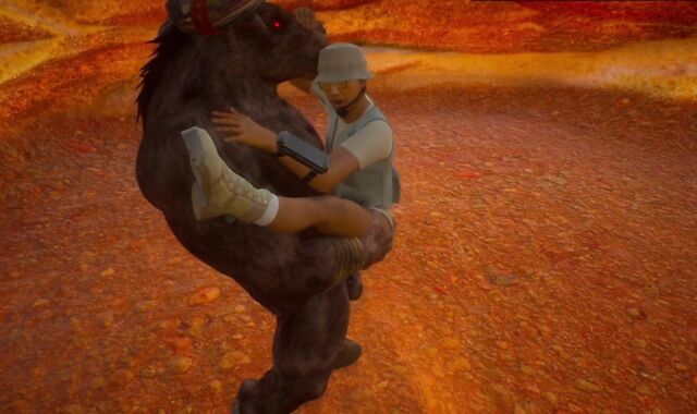 Minotaur tears up archaeologist's arse rock-firm three DIMENSIONAL