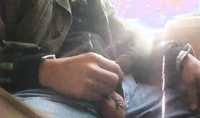 handjob piss and jizz in the train