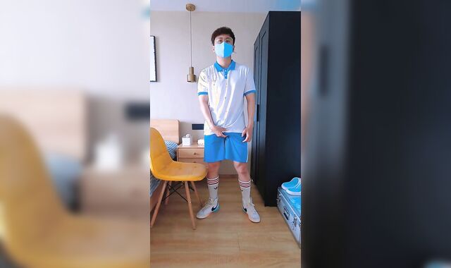 Dude in school uniform showcases his man meat and rump at home to yam-sized bros and finally completes off in front of the sc