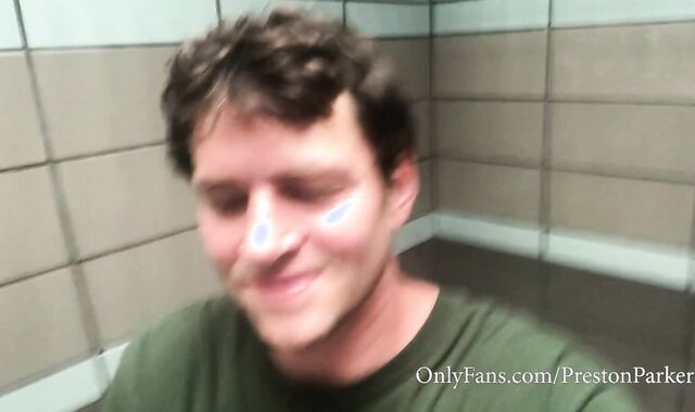 Preston Parker Strokes off in Public Rest Room