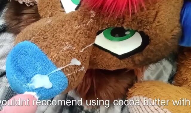 Cum on fursuit until totally caked