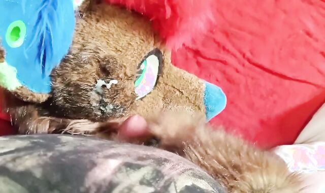 Cum on fursuit until totally caked