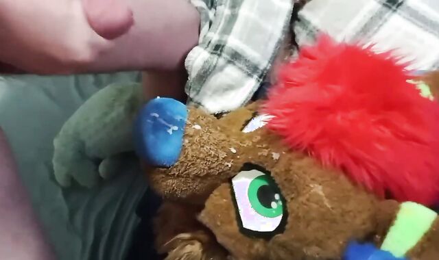 Cum on fursuit until totally caked