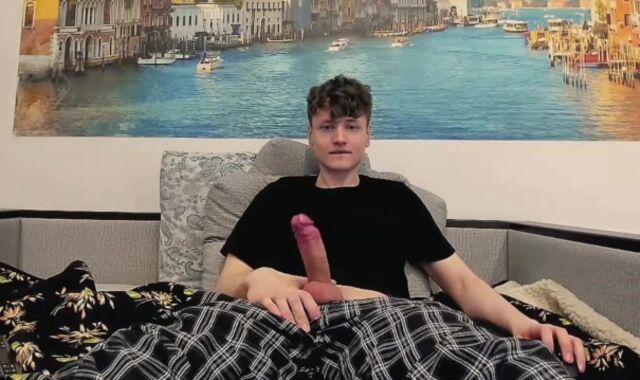 Ultra-Cute twink jacking off a giant pink cigar