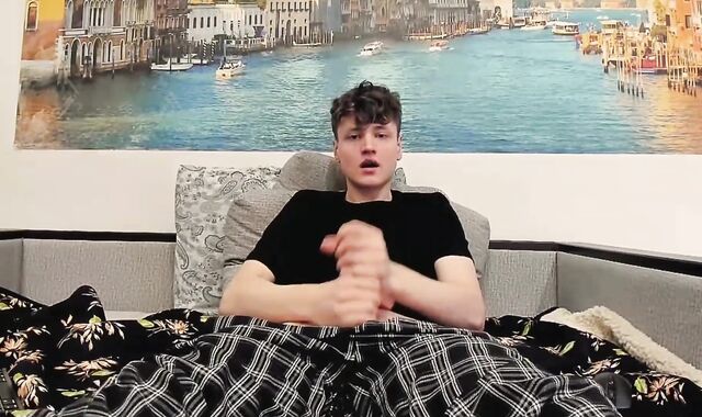 Ultra-Cute twink jacking off a giant pink cigar