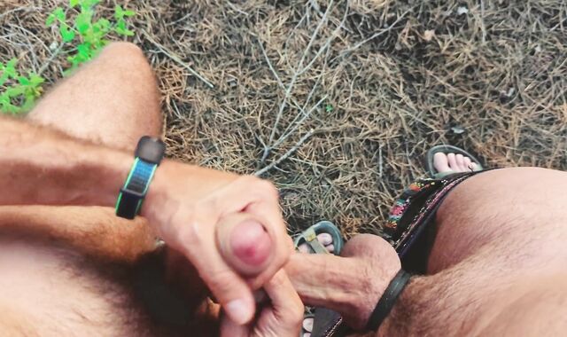 Sword man sausage fight - Wanking double weenies with impressive blows a blast in a mediterranean forest OUTDOORS