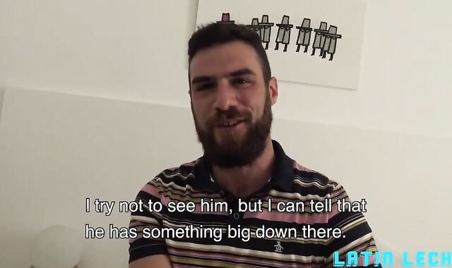 shaggy elder Latino ripping up in nature's outfit With two Latino teens