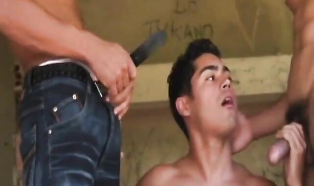 bulky Latinos homosexual three