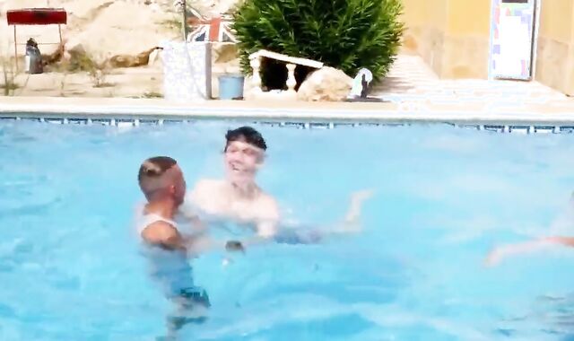 3 nubiles Barebacking By The Pool